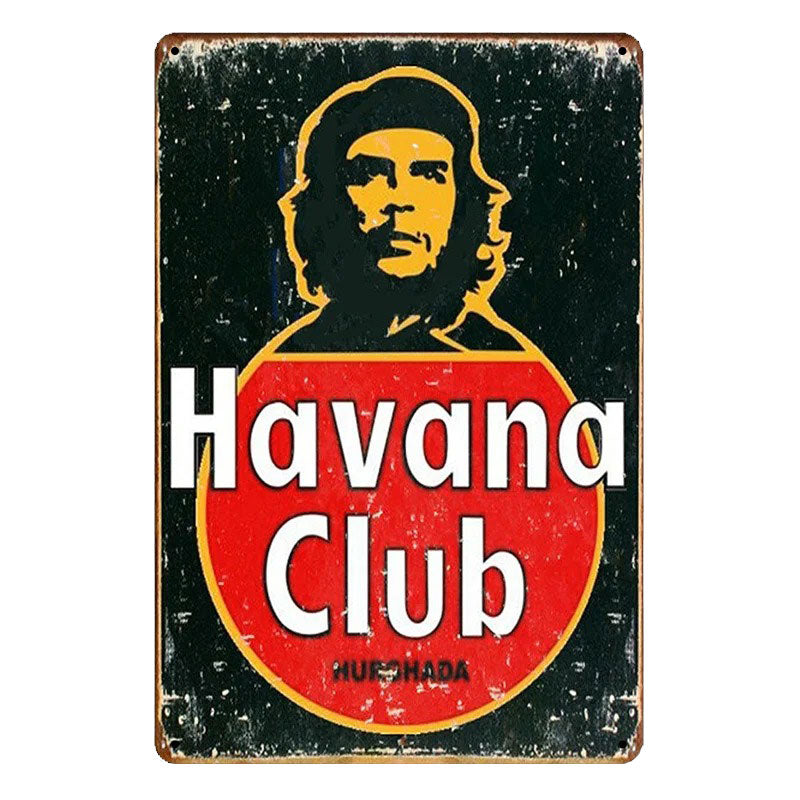 Plaque metal vintage Havana Club Che Guevara