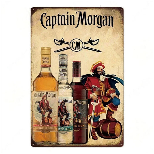 Plaque metal vintage rhums Captain Morgan