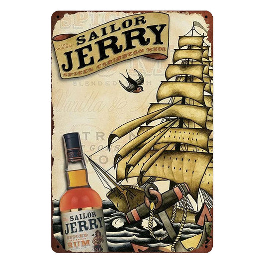 Plaque metal vintage rhum Sailor Jerry tatouage